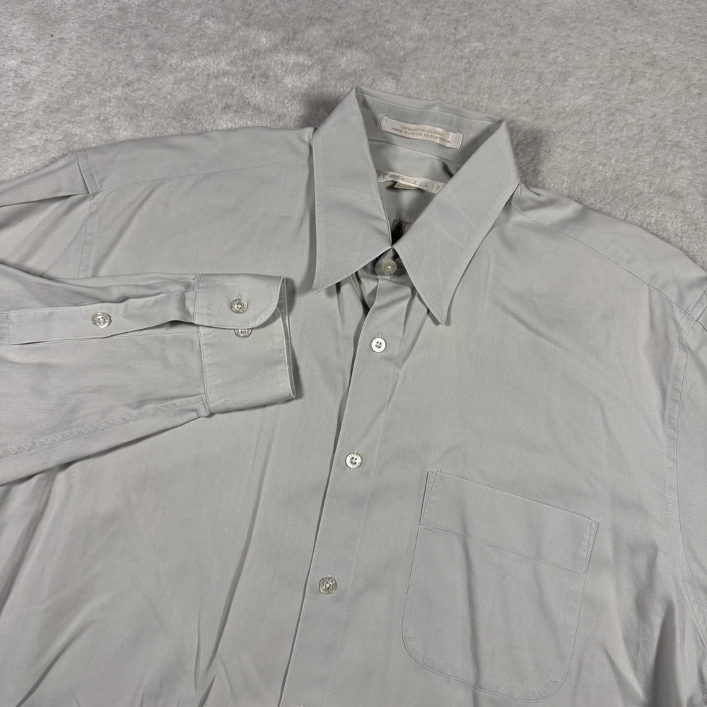 Perry Ellis Dress Shirt Mens 16 34-35 Grey Perry Cottons Long Sleeve Button Up